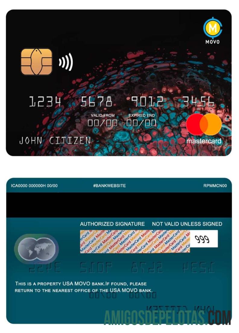 Mastercard do banco MOVO dos EUA amostra